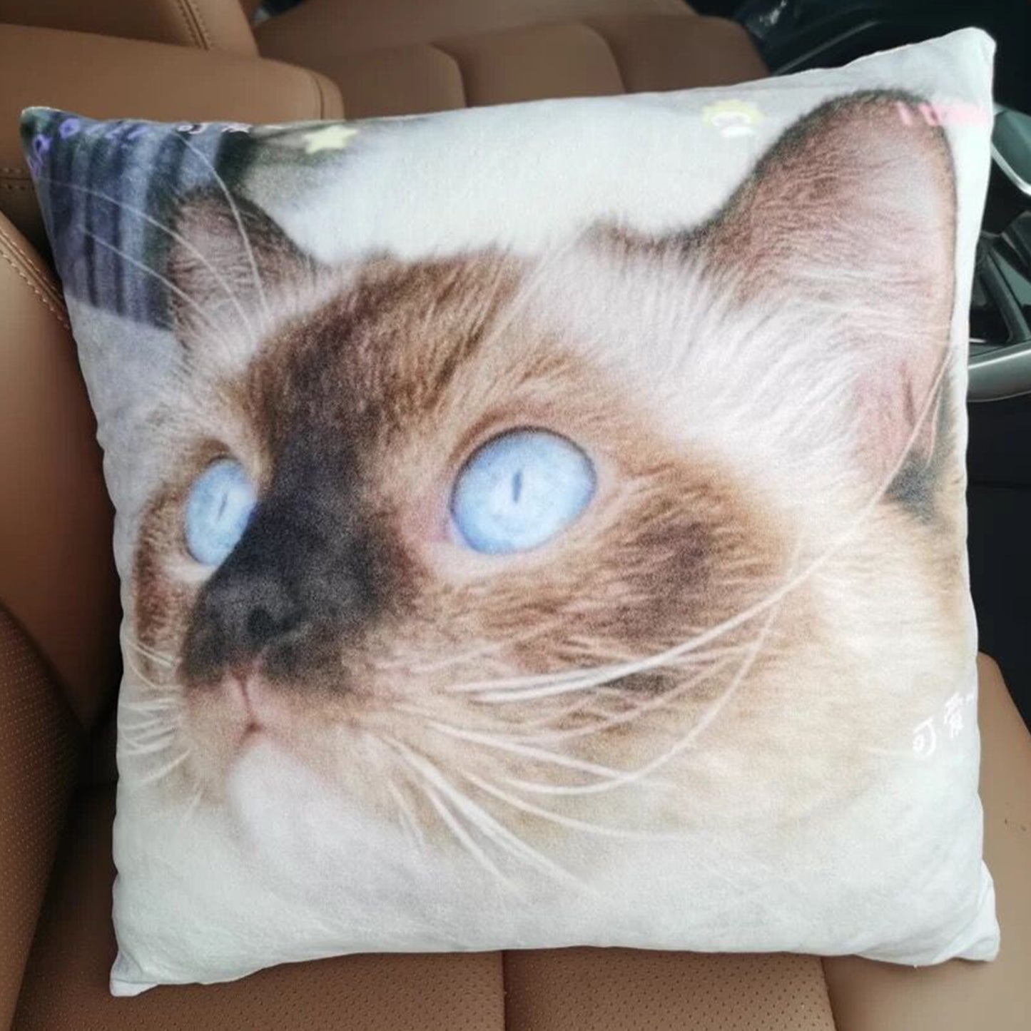 High-quality all-over custom pillow featuring a charming cat face design.