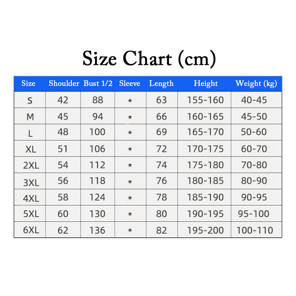 Size chart for versatile custom oversized t-shirts - Find the perfect fit!
